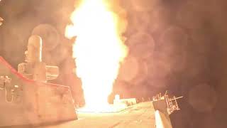 USS Bulkeley DDG 84 engages Iranian ballistic missiles from Eastern Mediterranean Sea [upl. by Nalyr]