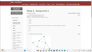 SOCIAL NETWORKS  NPTEL  Week2  Assignment 2 Solution  JAN 2024 [upl. by Doralin]