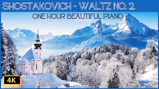 One Hour  Shostakovich Waltz no 2 piano version with Stunning 4k Aerial Winter Footage [upl. by Hartmunn668]