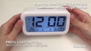 Alarm Clock LCD Digital Display with Snooze and Smart Light Function 5 COLORS [upl. by Martens]