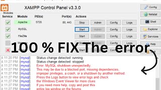 Error MySQL shutdown unexpectedly  How to Solve XAMPP Server MySQL Cannot Start  FIXED [upl. by Ennaeiluj]