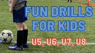 Fun Drills For Kids  U5 U6 U7 U8  FootballSoccer Enjoyment amp Improvement 2021 [upl. by Ainos]