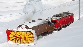 Awesome Powerful Snow Plow Train Blower Through Deep Snow railway tracks Full HD Compilation [upl. by Nylrahs117]