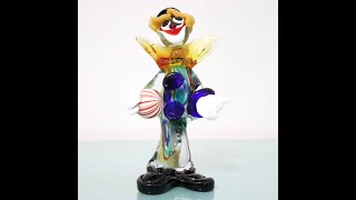 MURANO CLOWN Crystal Top Glass ART Design Vintage Undamaged Figurine Handmade Sculpture [upl. by Aiselad404]