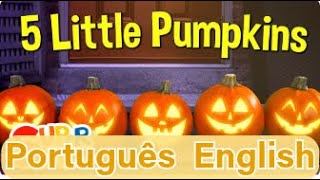 Bilingual Kids Cinco AbóborasFive Little PumpkinsHalloweenPortuguese EnglishSuper Simple Songs [upl. by Attennod445]