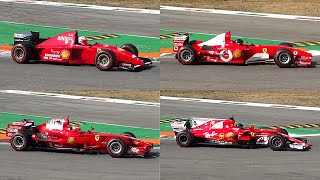 Ferrari Formula 1 Sound Comparison in Monza  V12 V10 V8 and V6 Turbo [upl. by Durgy416]