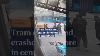 Tram in central Oslo crashes into store injuring 4 people [upl. by De Witt440]