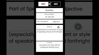 GRE Vocabulary builder for English 469 Word Acerbic GRE English Vocabulary Shorts [upl. by Dympha602]