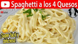 Cómo hacer SPAGHETTI A LOS 4 QUESOS Vicky Receta Facil [upl. by Nnaeilsel]