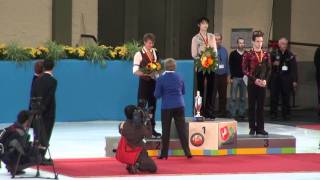 Stéphane Lambiel at the victory ceremony men at NHT 2011 in Oberstdorf [upl. by Uaeb619]