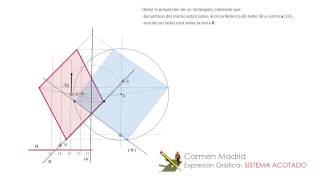 SISTEMA de PLANOS ACOTADOS Abatimiento de un rectángulo [upl. by Gargan186]