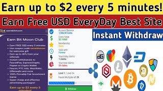 Earn Free Usd Every 5 minuteearn bitmoonclub best online earning site withdraw proof Earn bitcoin [upl. by Yenttihw22]