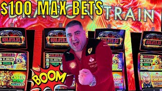 OMG EPIC JACKPOTS On Brand New DRAGON TRAIN Slot  100 MAX BETS [upl. by Kaltman]