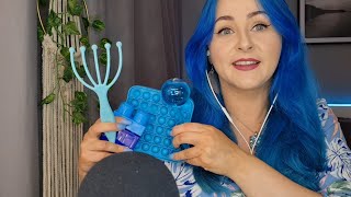 ASMR 10 Blue Trigger Items to give you tingles 💙 📘🟦🥶 Northern Irish accent [upl. by Eissat]