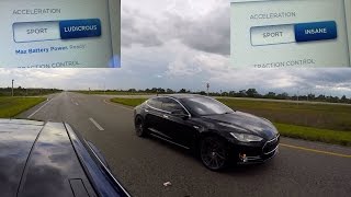 Tesla Model S P90D Ludicrous vs Tesla Model S P85D Insane Drag Race [upl. by Wobniar]