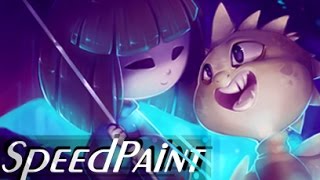 Frisk and Monster Kid SPEEDPAINT Undertale  A Friend from Waterfall [upl. by Ebberta]