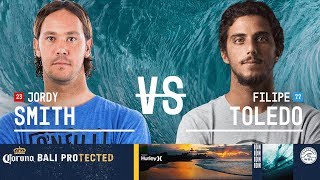 Jordy Smith vs Filipe Toledo  Quarterfinals Heat 3  Corona Bali Protected 2018 [upl. by Asiek]