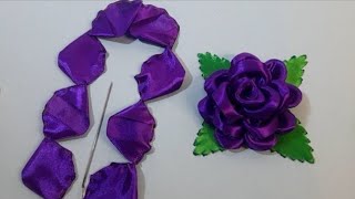 DIY How to make an adorable fabric rose flower in just few minutes  DIY Flower [upl. by Ivens]