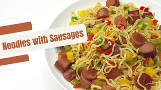 Instant Noodles Recipe with SausagesFranks  MaggiIndomie Instant Noodles with Vegetables [upl. by Dixon266]