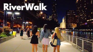 Beautiful Chicago RiverWalk Nightlife 🌸 Spring Walk on Saturday  May 18 2024  4k Video [upl. by Marian]