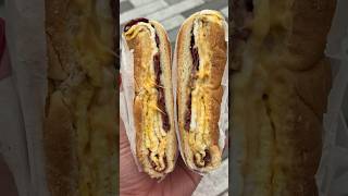 Pastrami Egg amp Cheese Sandwich in NYC [upl. by Jervis]