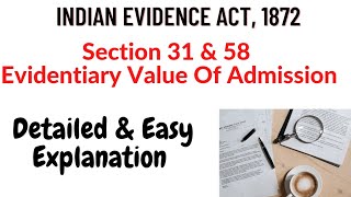 Evidentiary Value Of Admission  Indian Evidence Act 1872 [upl. by Odarbil]