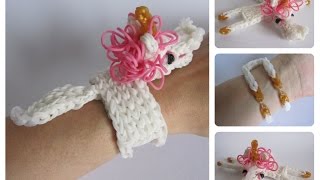 DIY Rainbow Loom unicorn horse bracelet Loombicious [upl. by Yelhsa]