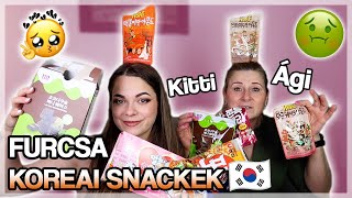 KOREAI SNACKEK KÓSTOLÁSA ANYÁVAL 🇰🇷 ✨alga chips csípős mandula 😳✨ [upl. by Swane]