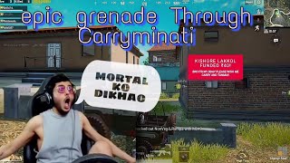 Carryminati through epic grenade in pubg mobile😯 [upl. by Akemyt]