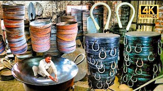 Amazing Technique of Making large Iron Fry Pans  Iron Kadai Making For Factory Complete Process [upl. by Atinniuq]