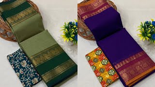 TRENDY CHETTINAD COTTON SAREES💐 GOLDEN AND SILVER JARI BORDERS🌾 [upl. by Korie]