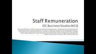 Staff Remuneration  MCQ  Business Studies ISC  Chapter 8 [upl. by Sirapal]