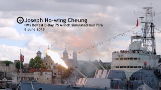 Firing Off HMS Belfasts 6inch Guns for 75th DDay Anniversary [upl. by Avehsile]