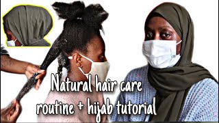 Hijabi natural hair care routine  simple hijab tutorial for beginners afrohijabi type4hair hair [upl. by Lemon]