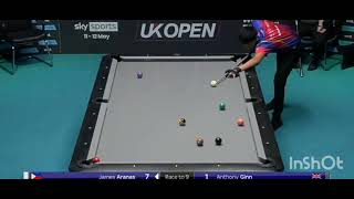 James Aranas Getting shape off a ball hanging deep in corner pocket UK Open 2024 [upl. by Yadroc]