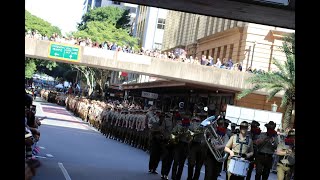 Anzac Day Parade 2024 Commemoration in Brisbane  with Audio Changed [upl. by Adnylem757]