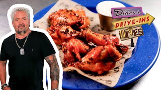 Guy Fieri Eats quotWeirdquot Pizza amp Wings in Memphis TN  Diners DriveIns and Dives  Food Network [upl. by Axe]