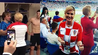 Croatian President hugging Luka Modric and other Croatian football players  FIFA World Cup 2018 [upl. by Aihseit734]