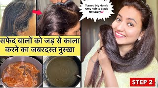 GREY HAIR CHALLENGE STEP 2 सफेद बालों को जड़ से काला करने का सबसे जबरदस्त नुस्खा💕 [upl. by Amos]