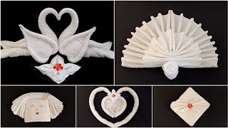 5 ideas of Towel folding origami  5 simple towel art [upl. by Ariait]