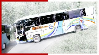 ✅ KACA PECAH BODY RINGSEK BUS DORAEMON BEROPERASI KEMBALI PASCA TRAGEDI KECELAKAAN SITINJAU LAUIK [upl. by Ocnarfnaig]