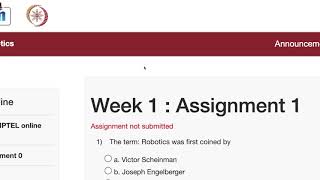 NPTEL Robotics  Quiz Week 1 Assignment 1 Solution  Note  Question No3 answer is George Devol [upl. by Auginahs]