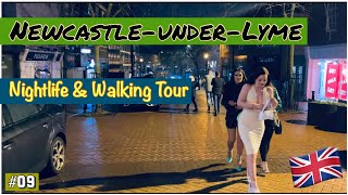 NewcastleunderLyme Staffordshire 🇬🇧 Nighlife Clubs Walking tour🚶🏻‍♂️ [upl. by Oikim]