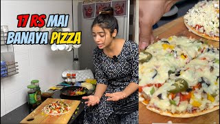 17Rs me pizza banaya 🍕 Veg mushroom pizza 🍕  Muskan sharma vlog [upl. by Sirahc587]