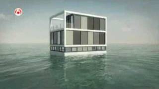 Building a floating house showing the concept of construction [upl. by Hogarth]