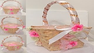 COMO DECORAR UNA CANASTA PARA PETALOS DE FLORES DE BODA  CESTA  BASKET [upl. by Rovner899]