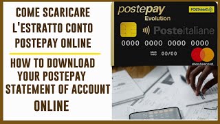 COME SCARICARE LESTRATTO CONTO POSTEPAY  How to download your Postepay Statement of account online [upl. by Akirat92]