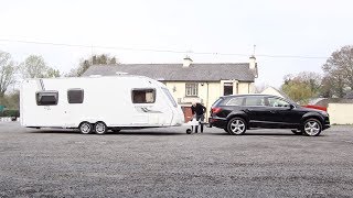 Audi Q7 towing a double axle caravan 44 feet long  The Garage EP3 [upl. by Graner]