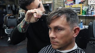 Textured Fringe Haircut For Men With Faded Undercut [upl. by Hurless]