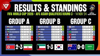 🔴MD5 FIFA World Cup 2026 AFC Asian Qualifiers Round 3 Results amp Standings Table  14 Nov 2024 [upl. by Egroj]